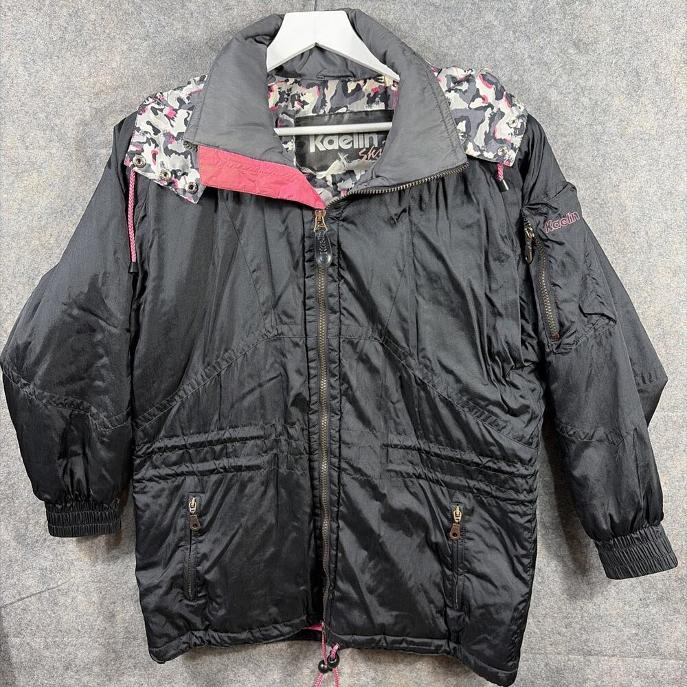 Vintage Kaelin Ski Jacket Womens Medium Black Retro Snowboard Puffer